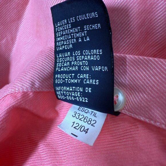 Tommy Hilfiger Button Down Long Sleeve Shirt Pink/Coral White Sz XL - Picture 6 of 10